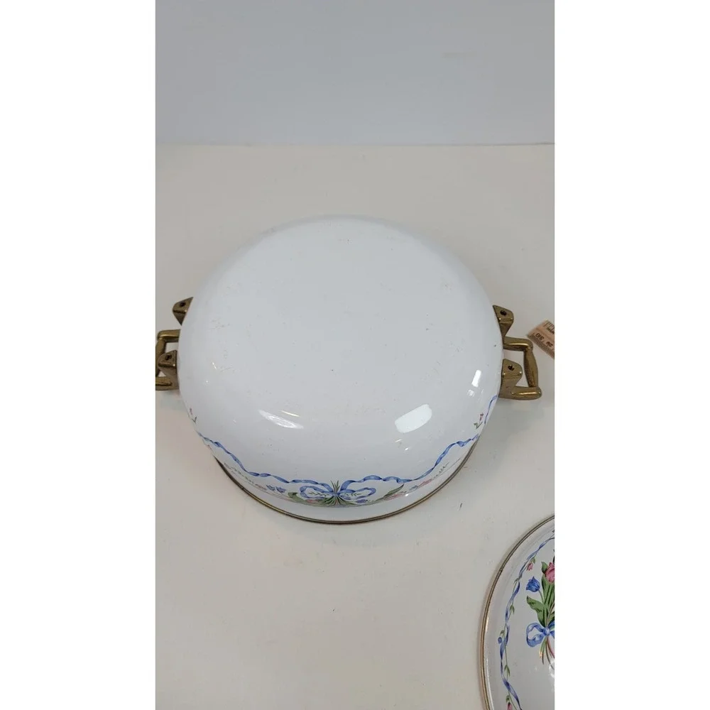 Lincoware Enamelware Brass Tulip French Fleur Dutch Oven 2 Qt‎